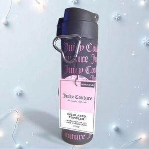 Juicy Couture 15 oz Tumbler Black w/ Pink JC Logo Insulated Hot Cold NEW NWT
